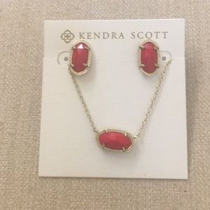 Kendra set Earrings and Necklace set Red/Gold